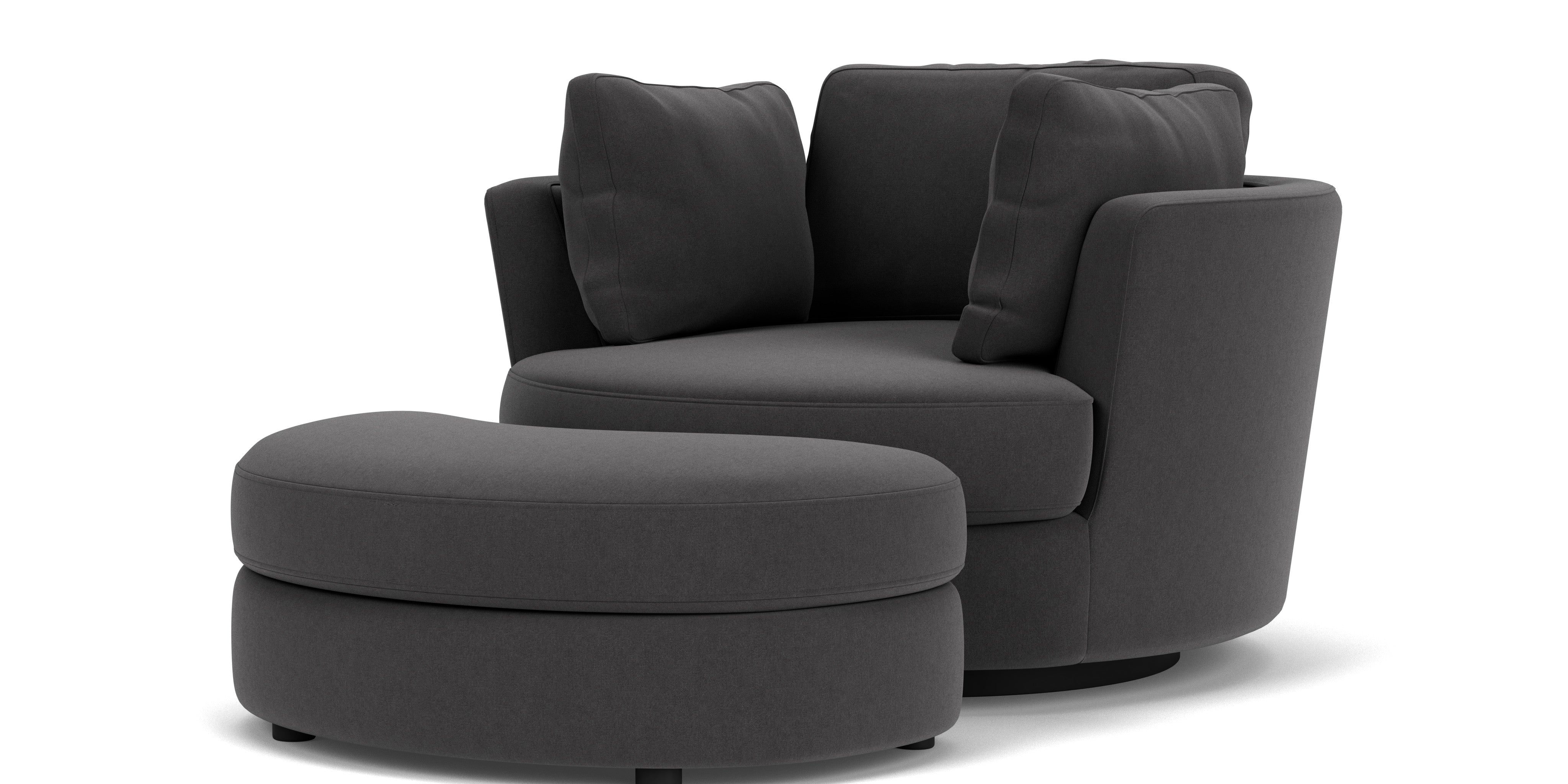 Swivel Chair with Half Moon Ottoman