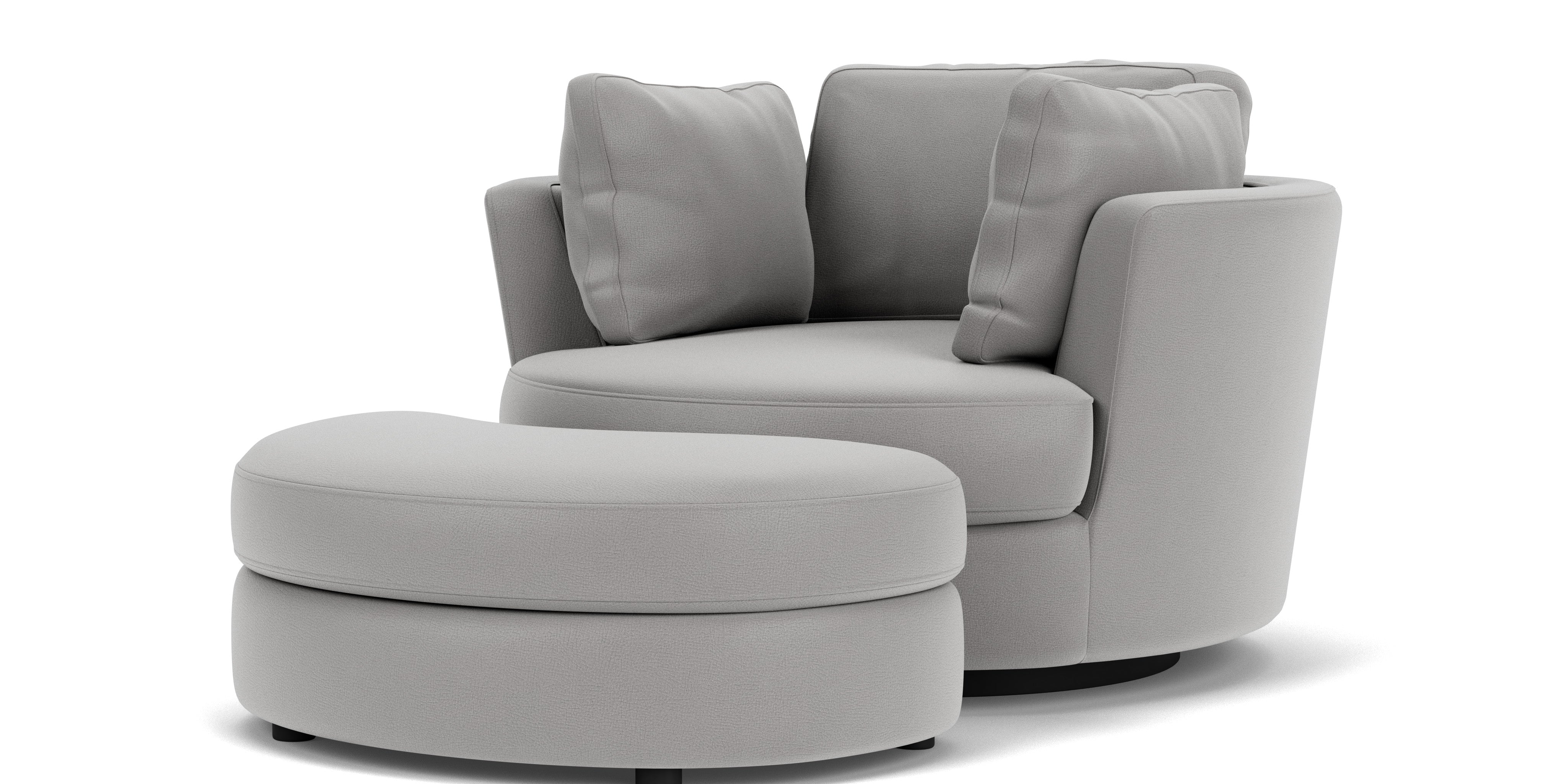 Swivel Chair with Half Moon Ottoman