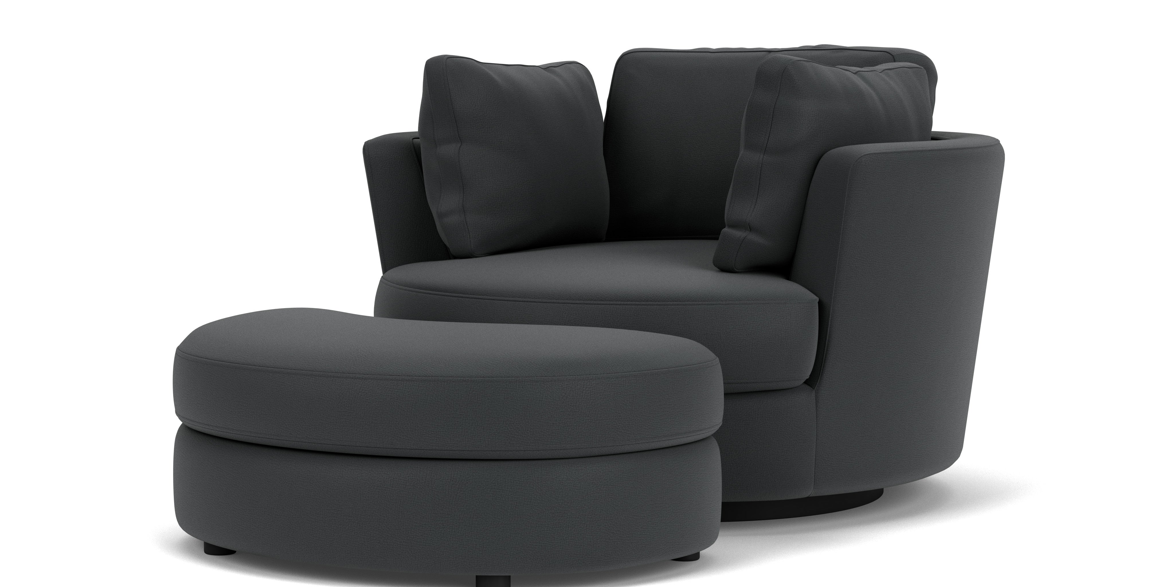 Swivel Chair with Half Moon Ottoman