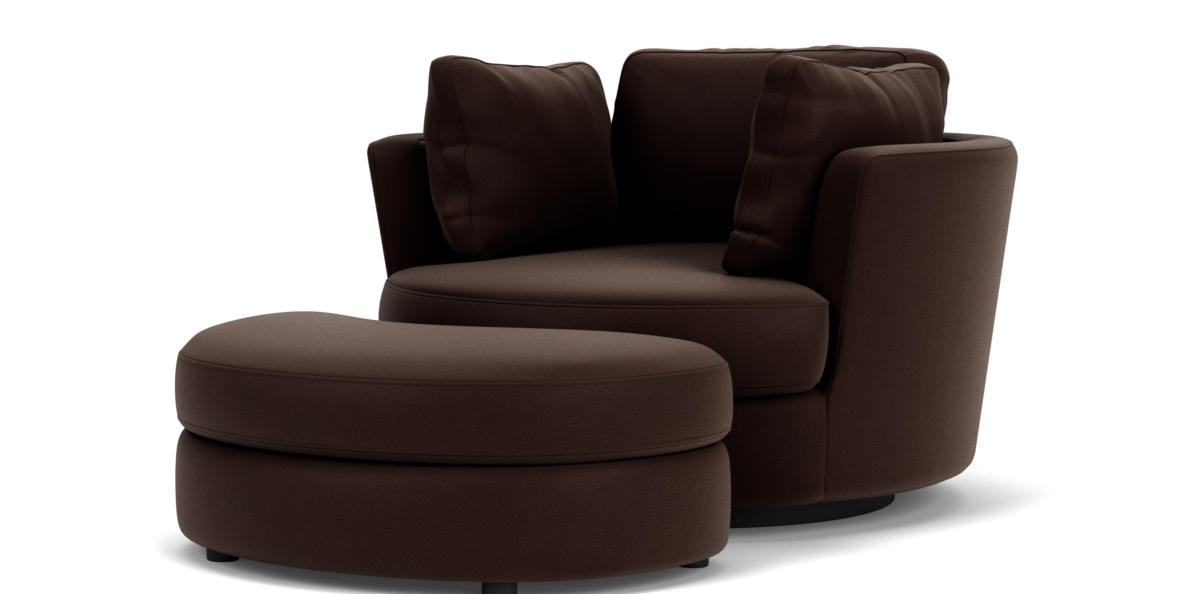 Swivel Chair with Half Moon Ottoman