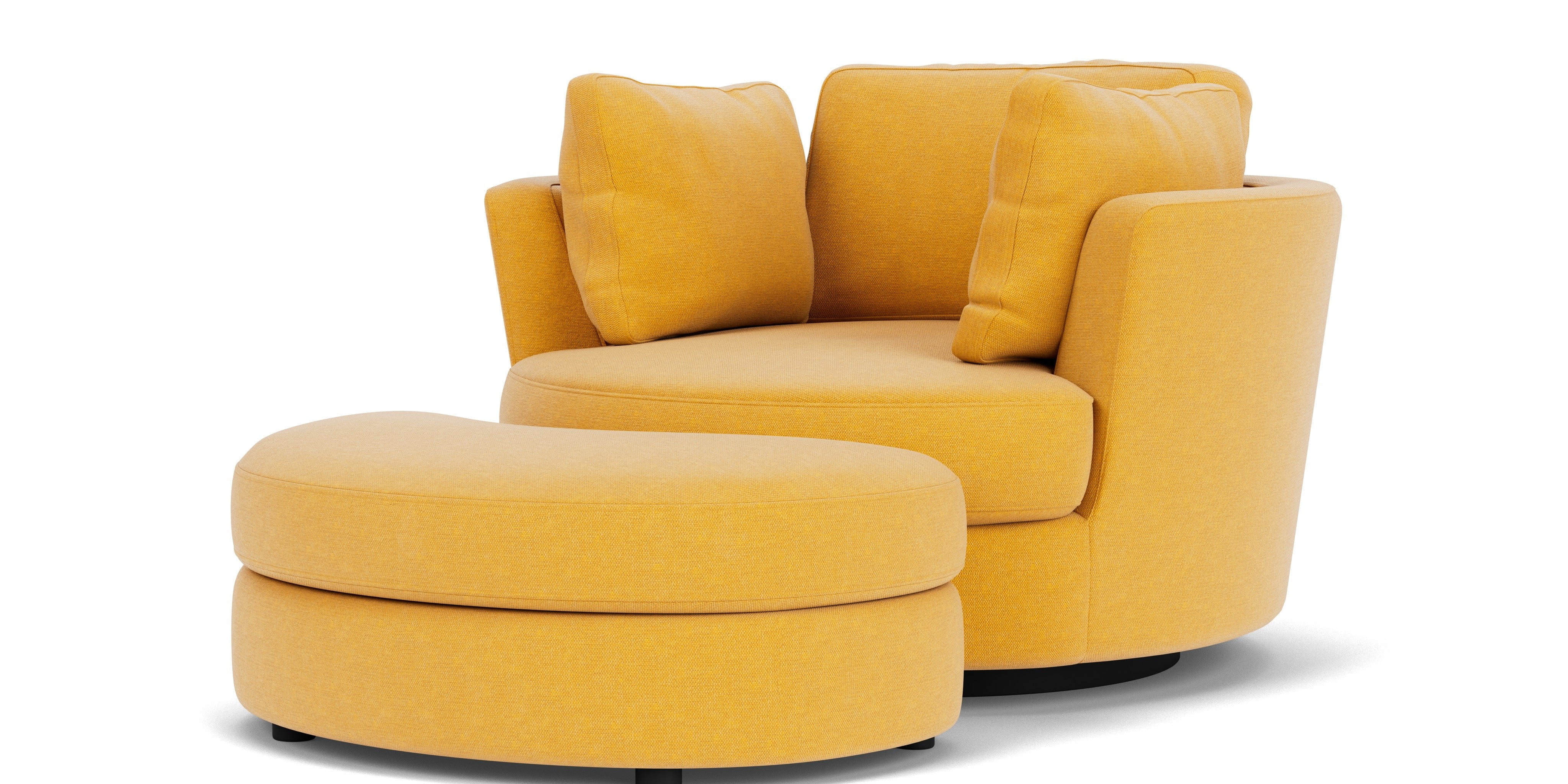 Swivel Chair with Half Moon Ottoman