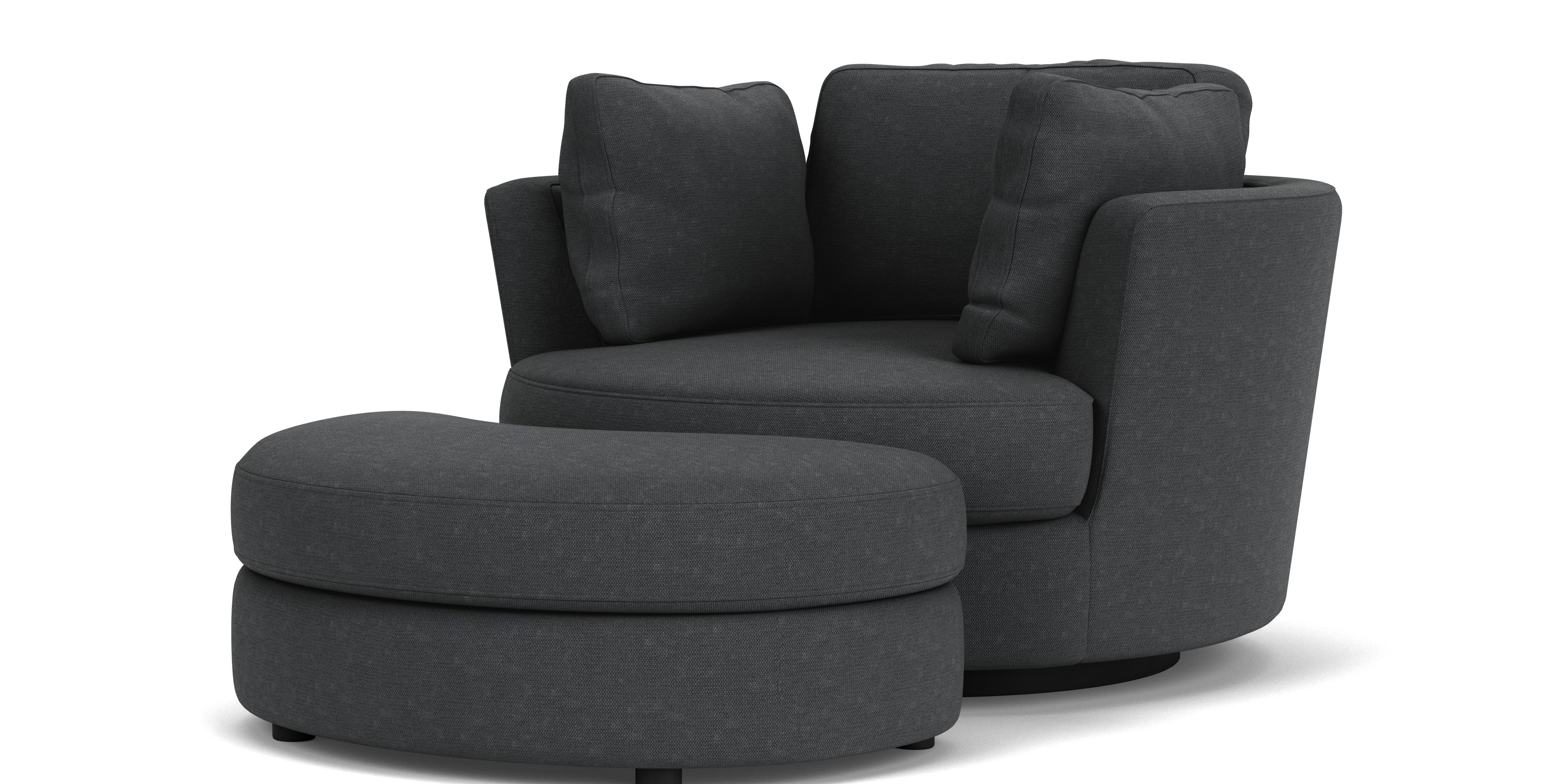 Swivel Chair with Half Moon Ottoman