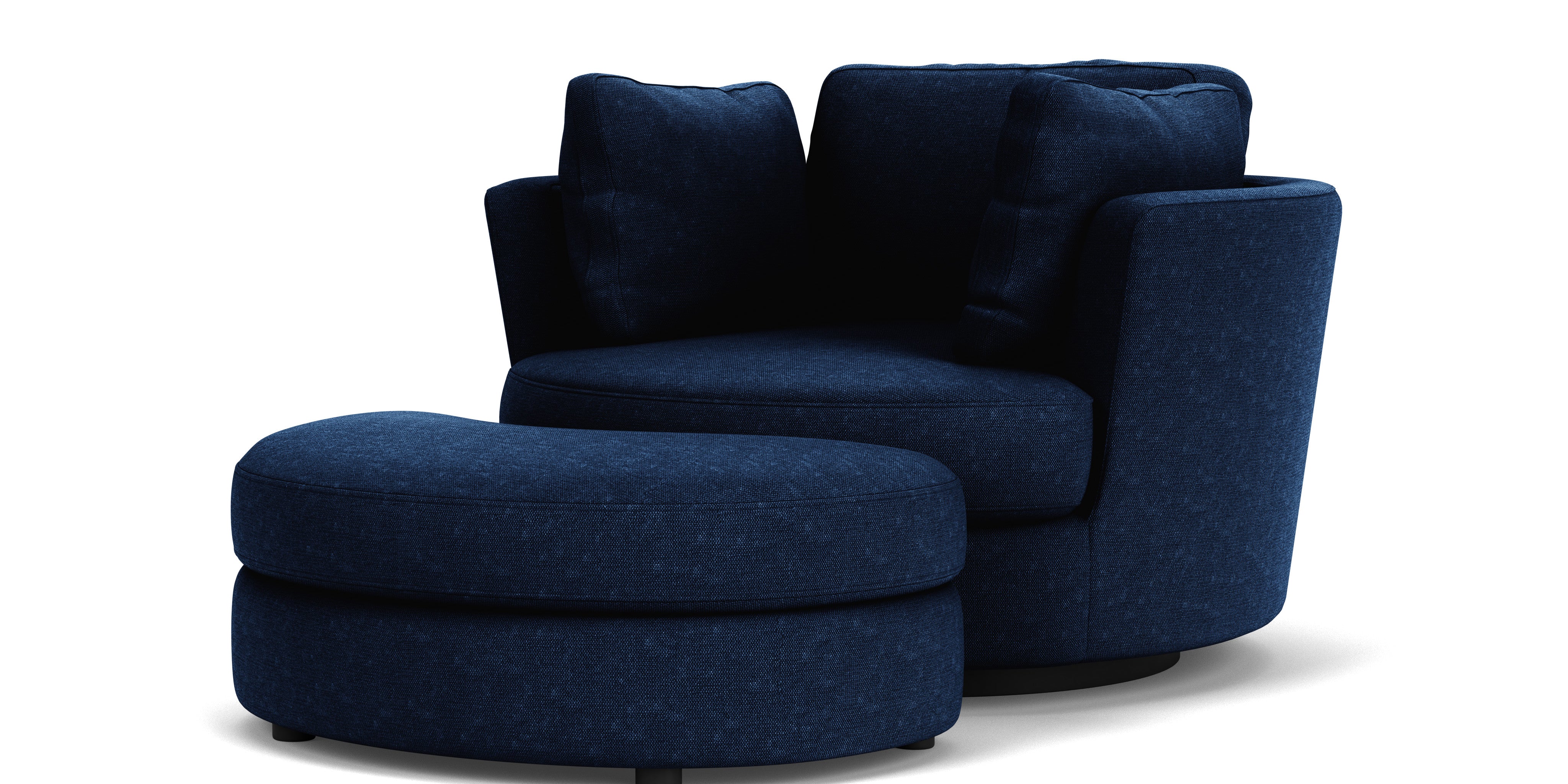 Swivel Chair with Half Moon Ottoman