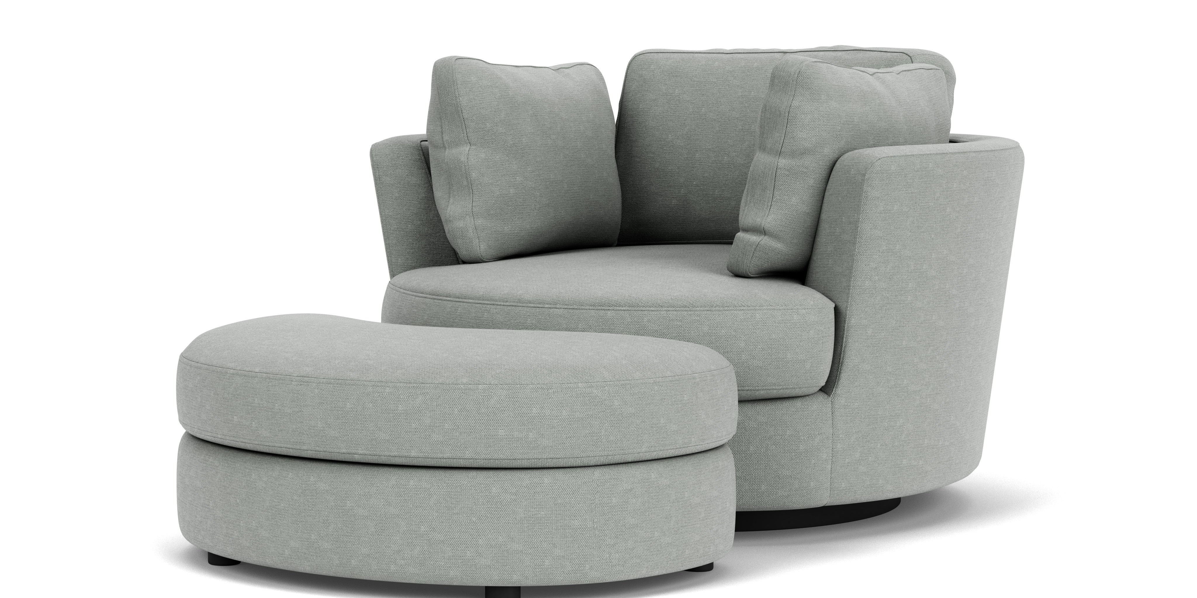 Swivel Chair with Half Moon Ottoman