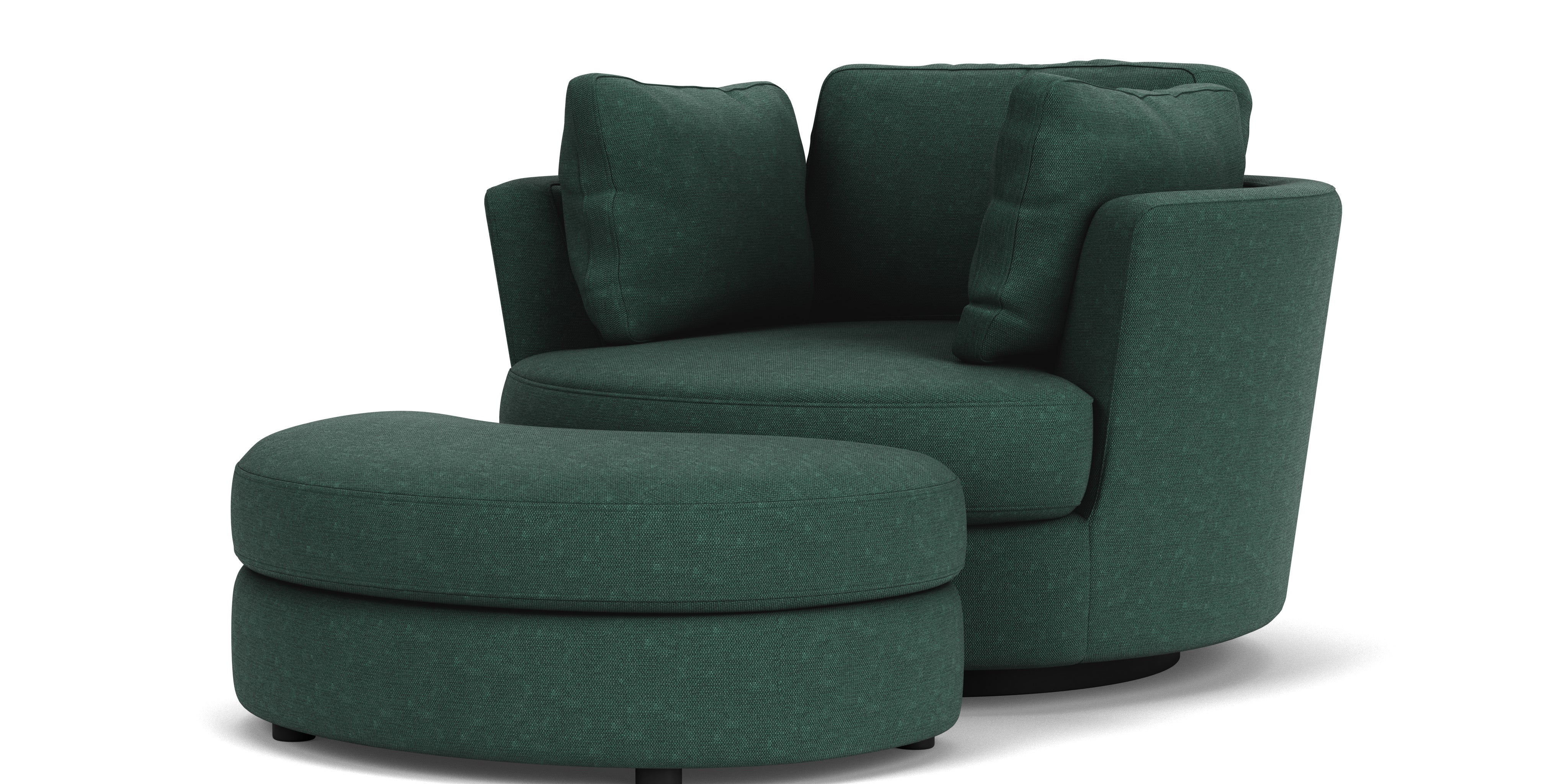 Swivel Chair with Half Moon Ottoman