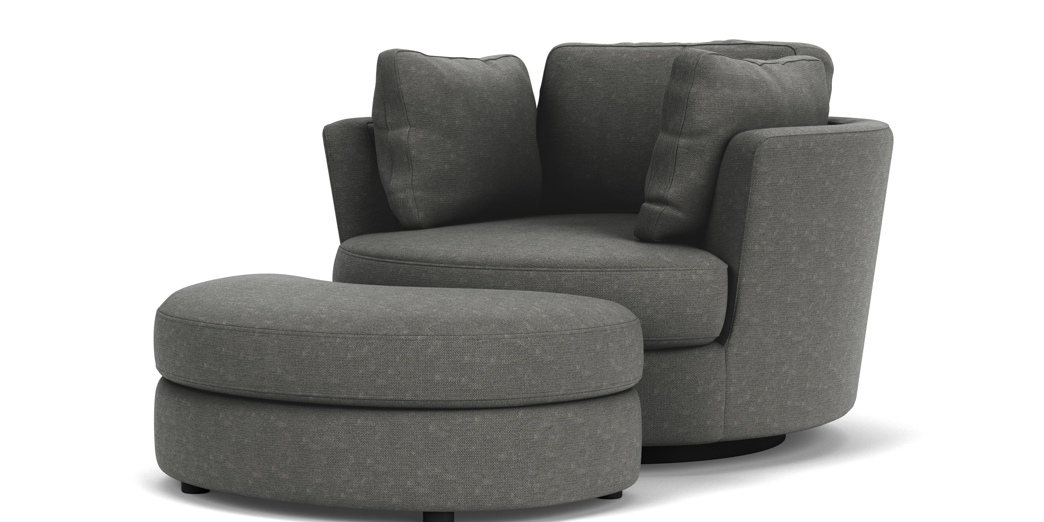 Swivel Chair with Half Moon Ottoman