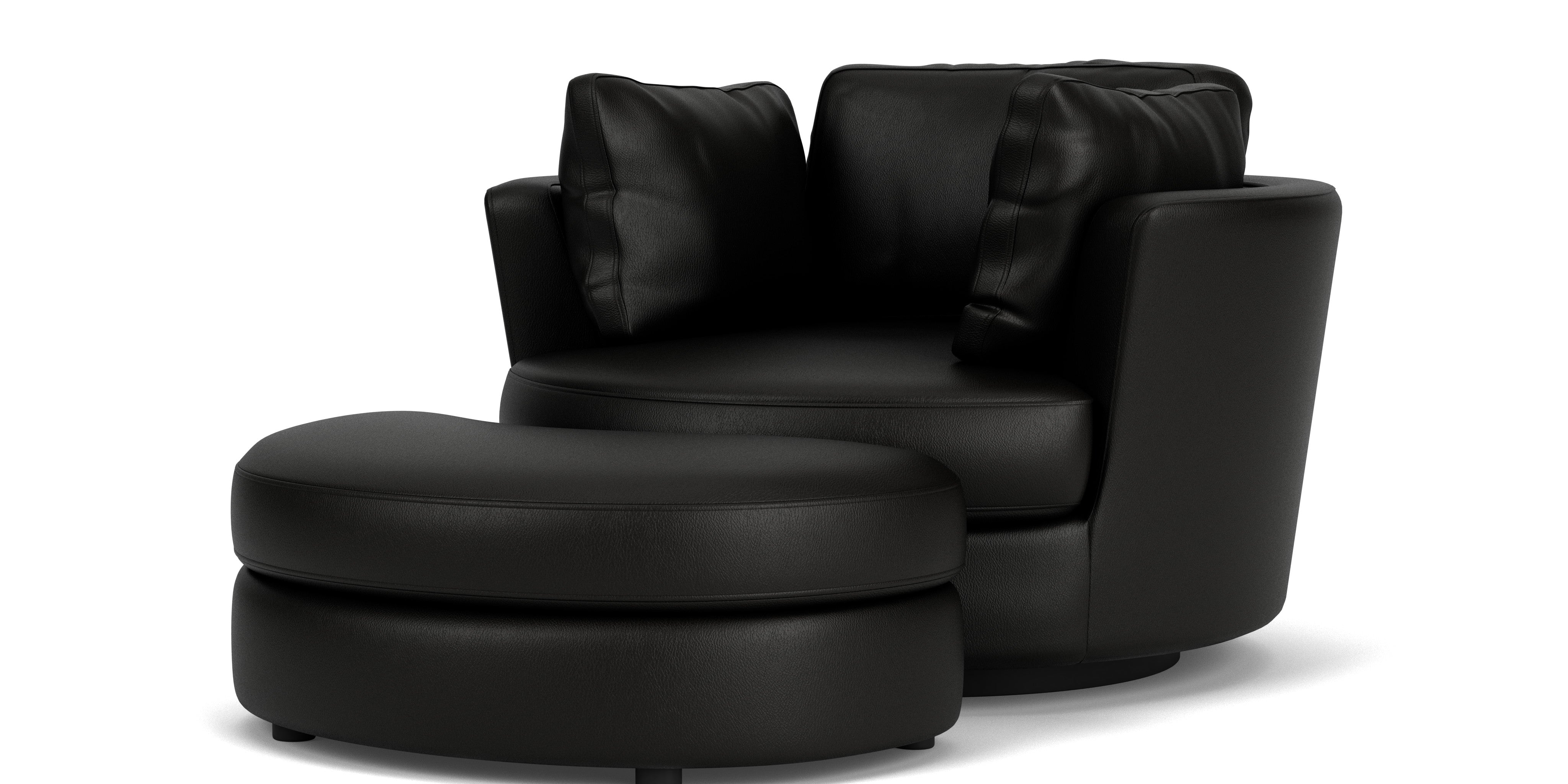 Swivel Chair with Half Moon Ottoman