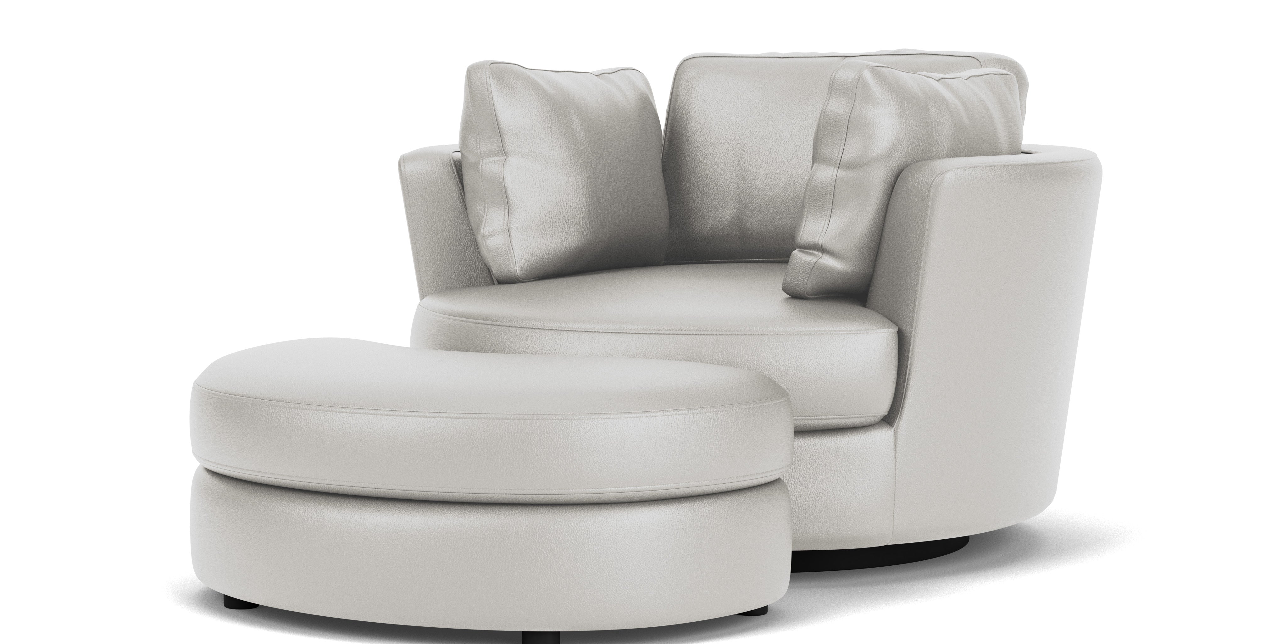 Swivel Chair with Half Moon Ottoman