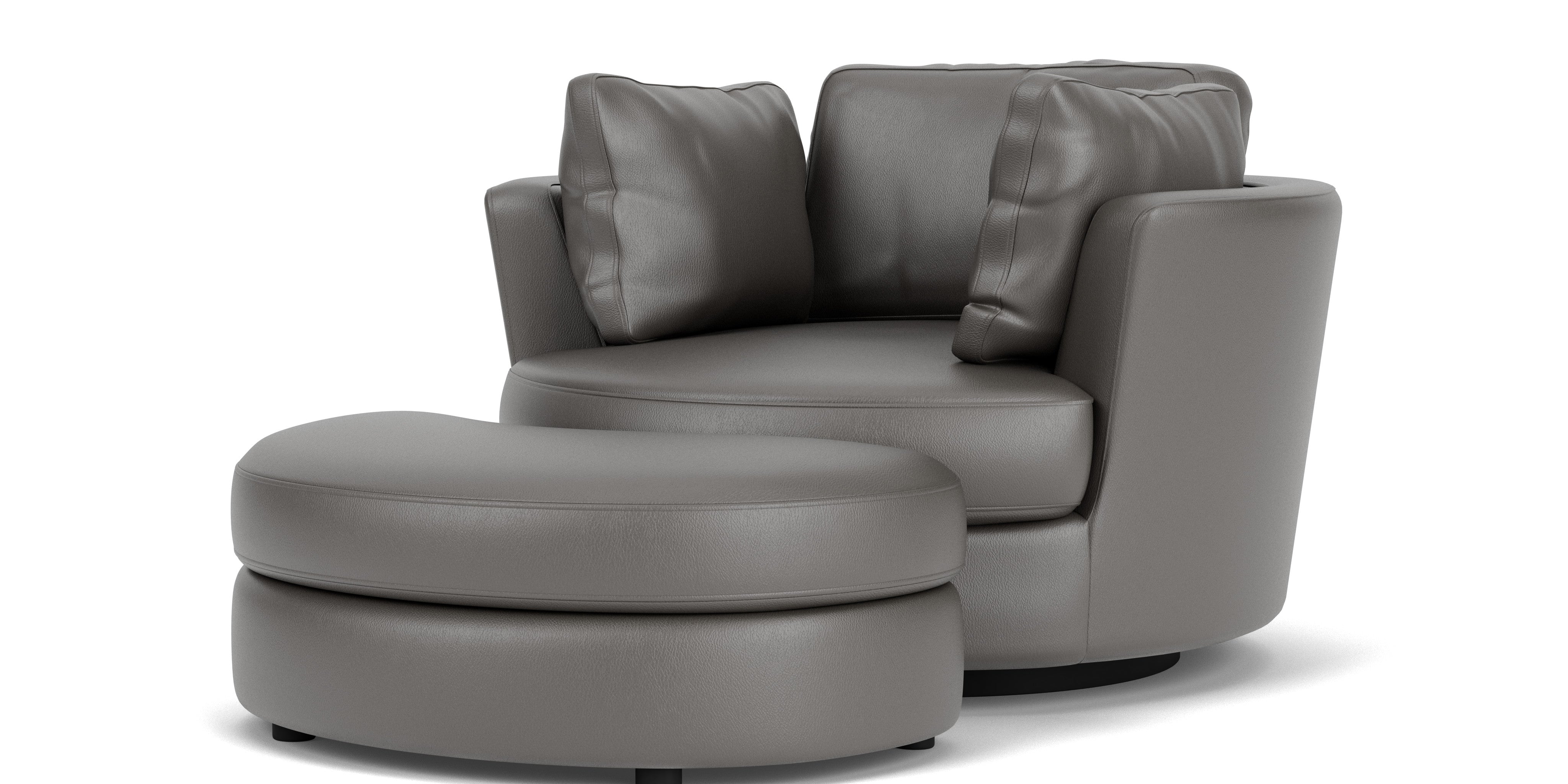 Swivel Chair with Half Moon Ottoman