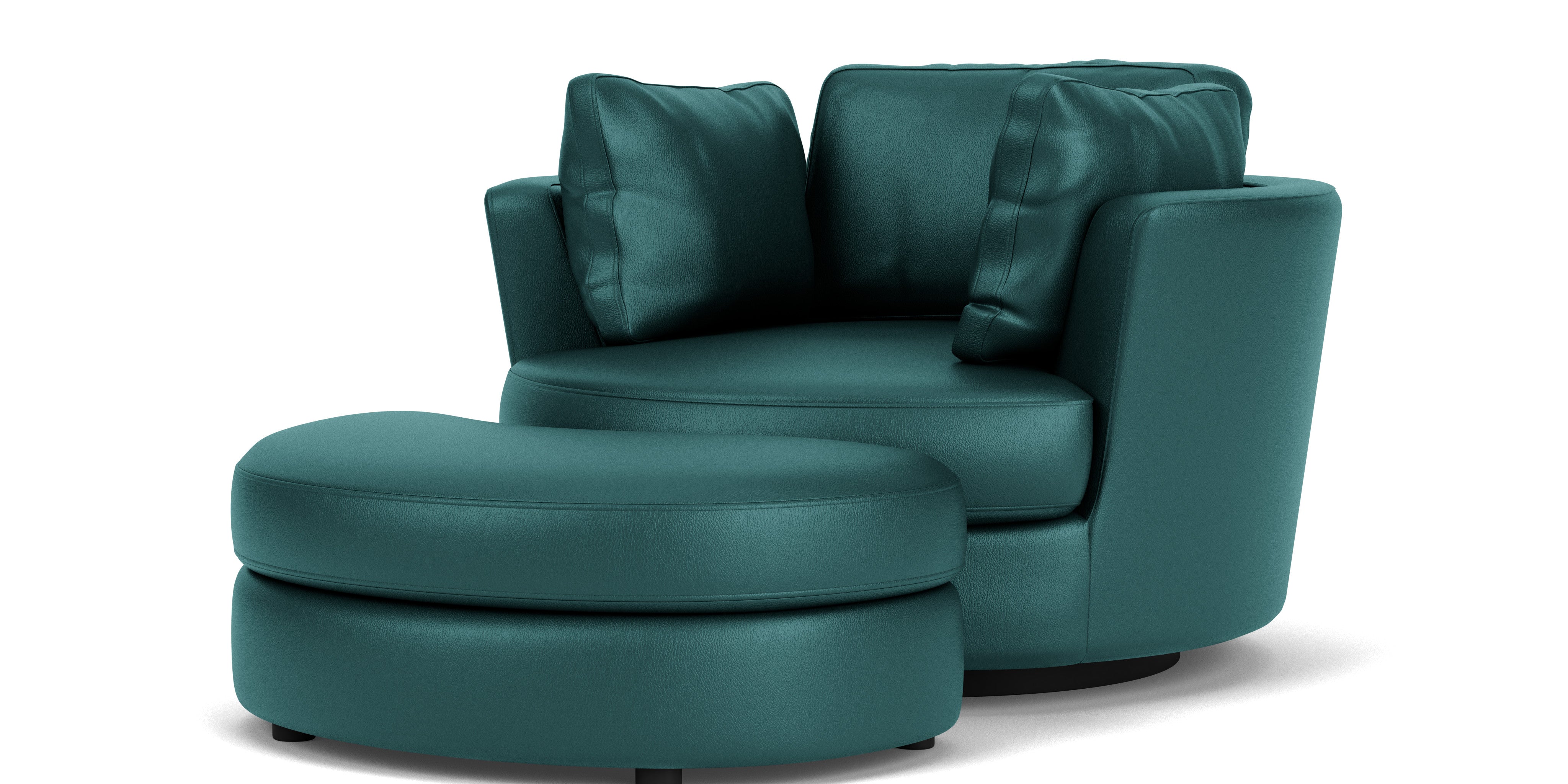 Swivel Chair with Half Moon Ottoman