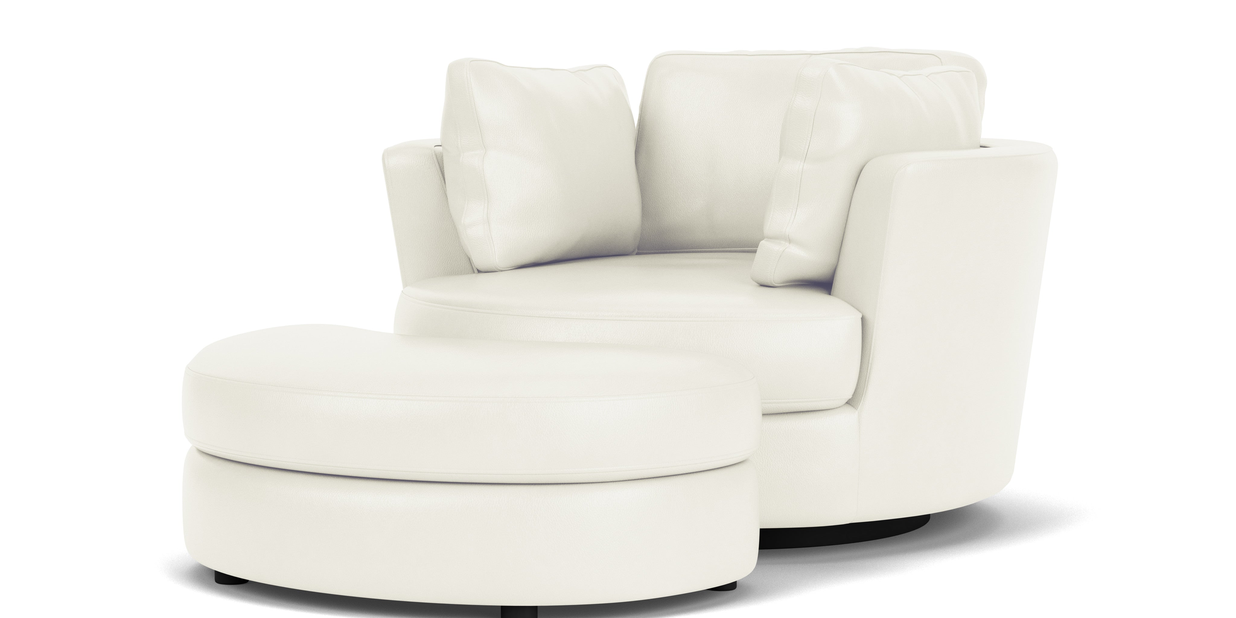 Swivel Chair with Half Moon Ottoman