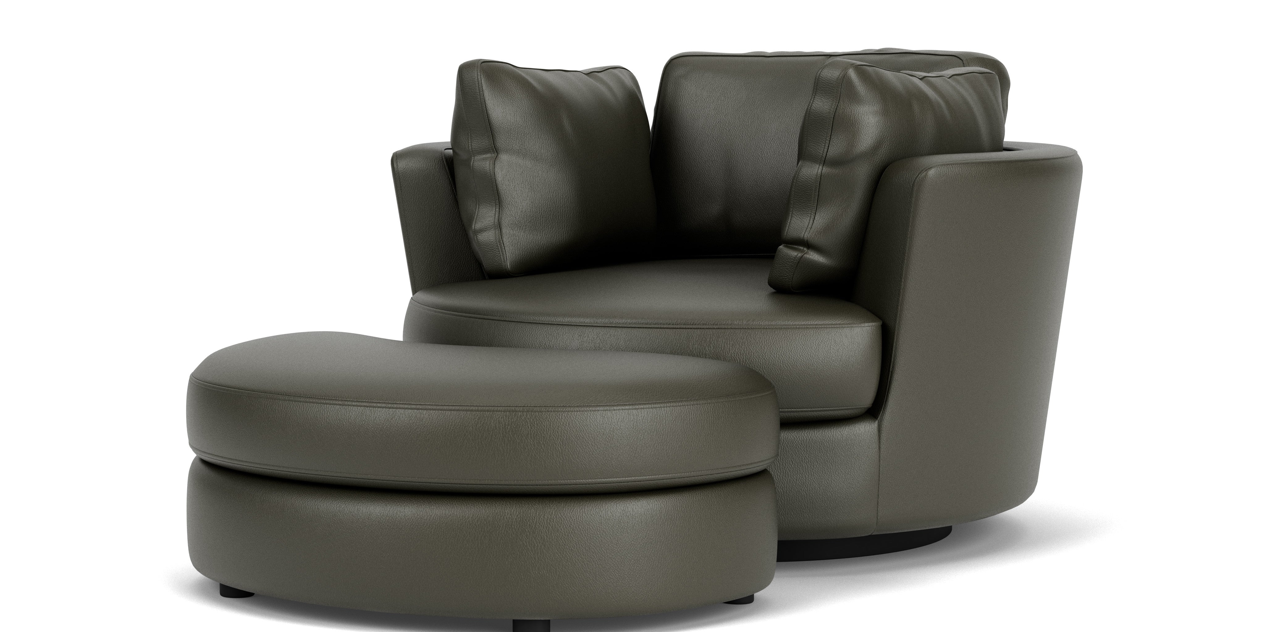 Swivel Chair with Half Moon Ottoman