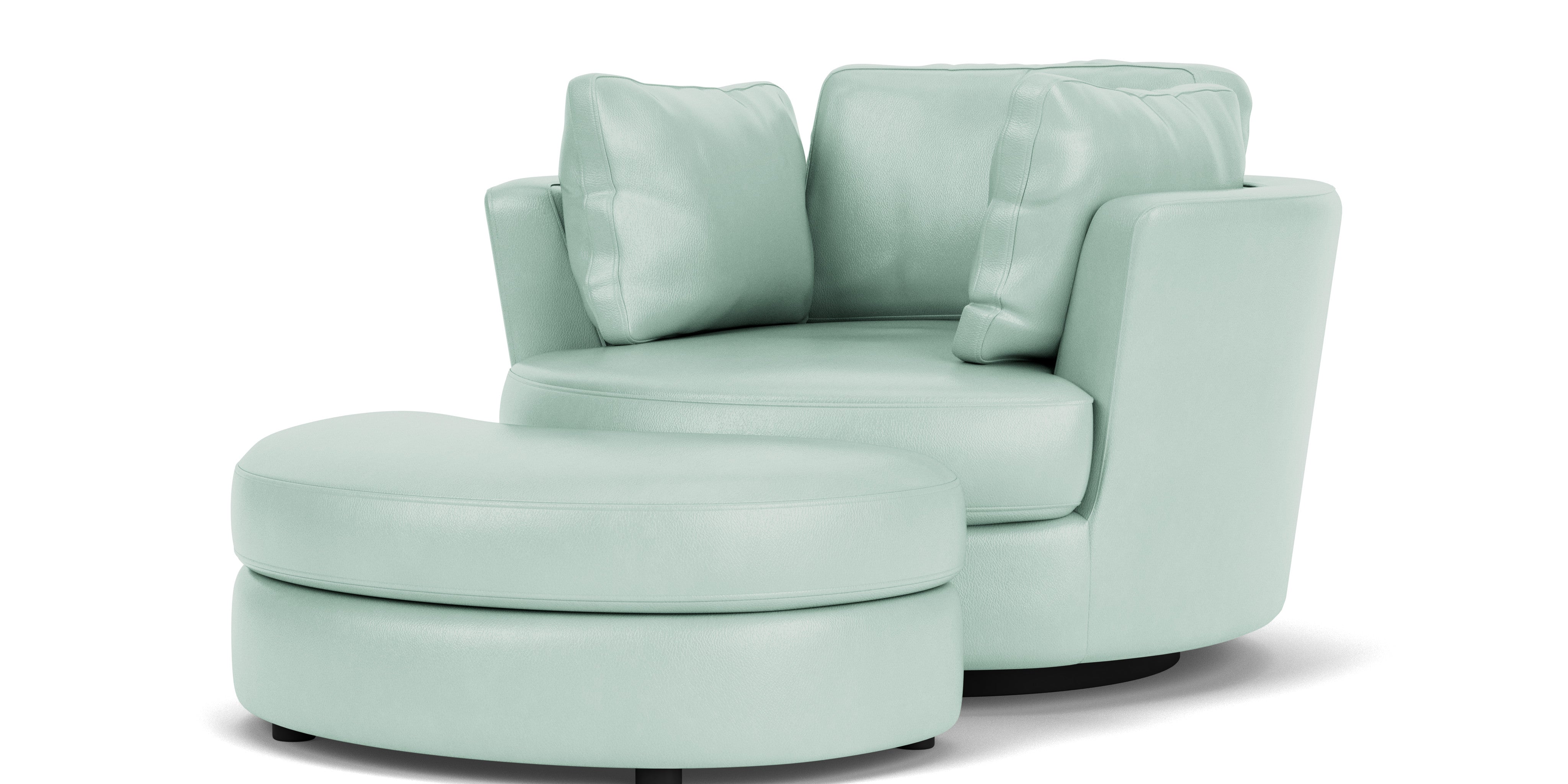 Swivel Chair with Half Moon Ottoman