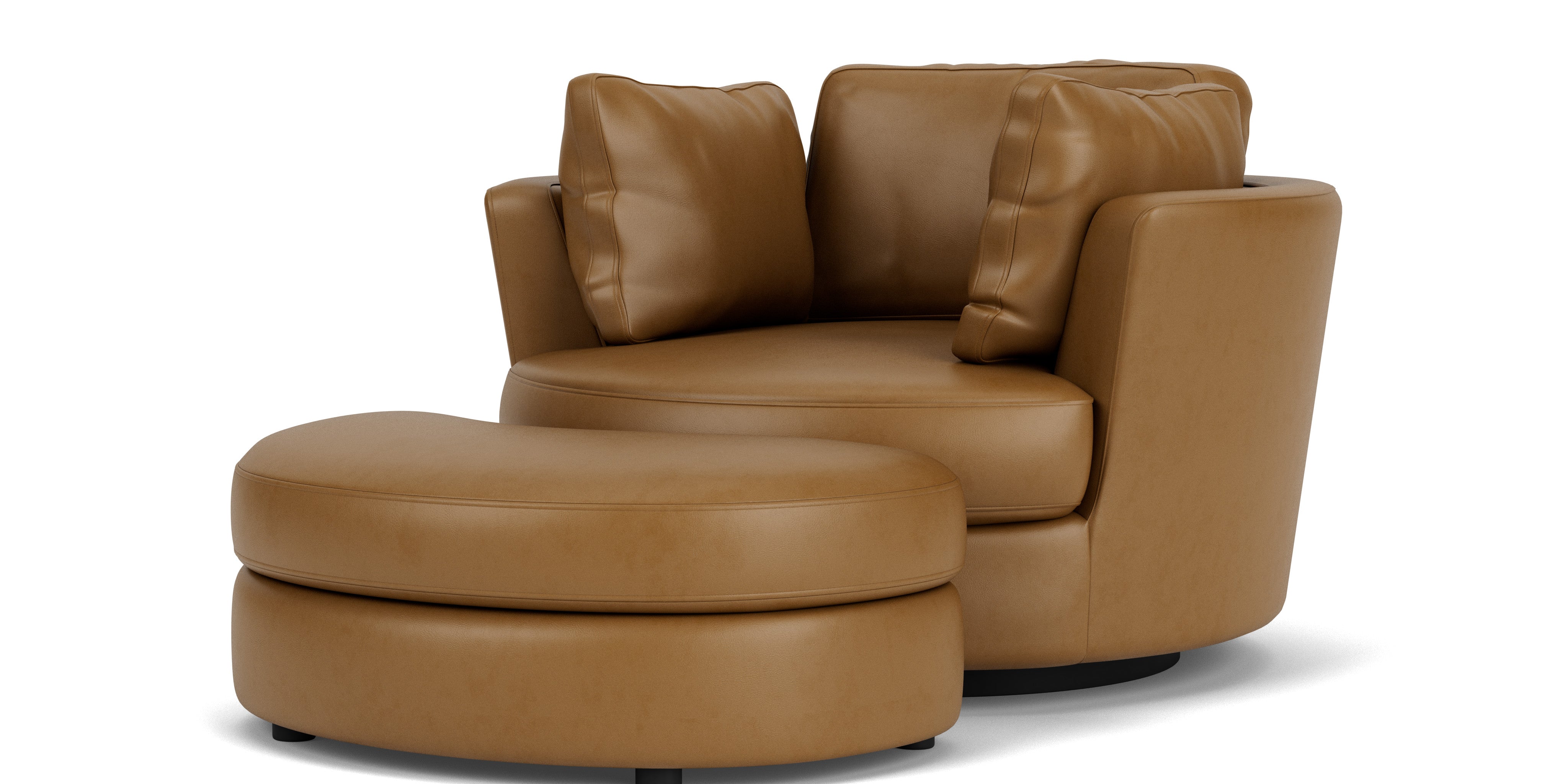 Swivel Chair with Half Moon Ottoman