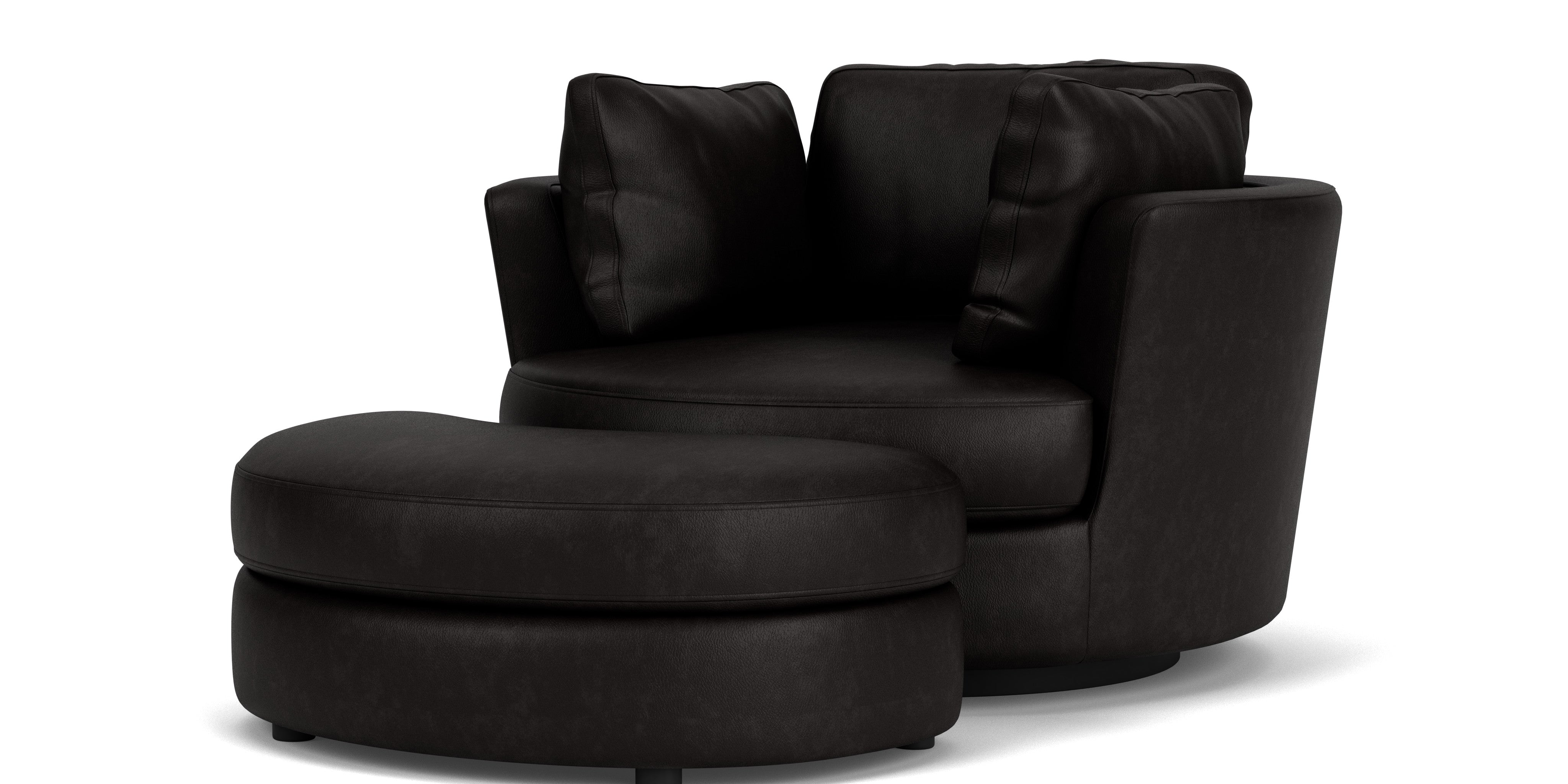 Swivel Chair with Half Moon Ottoman