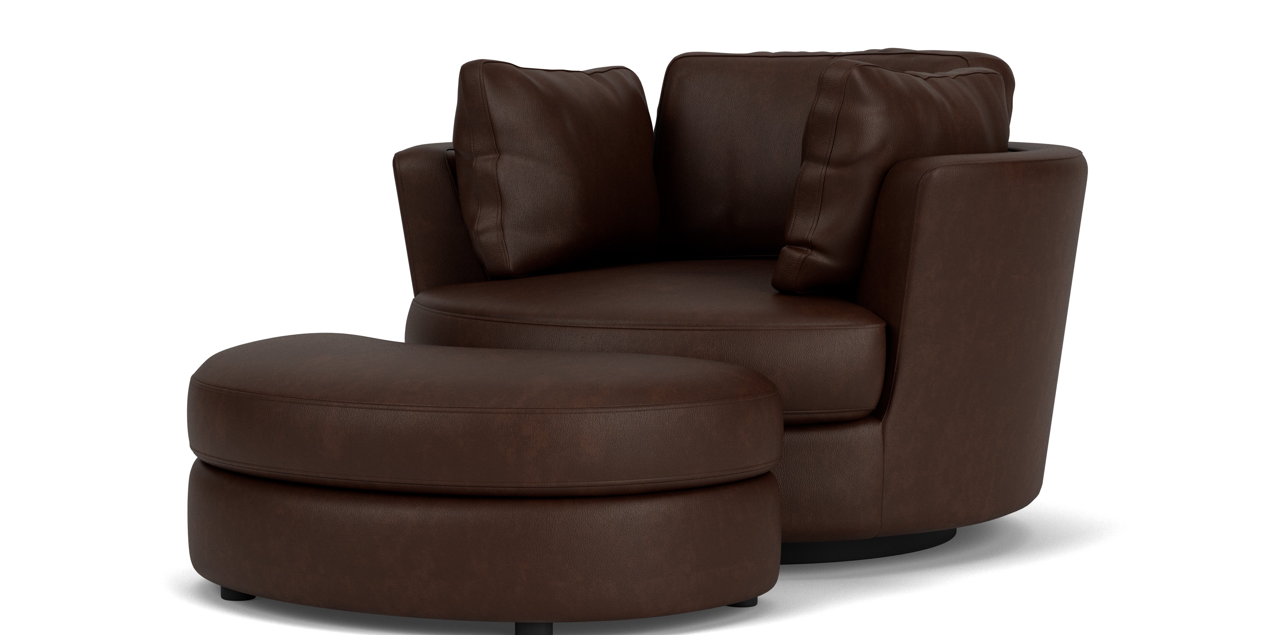 Swivel Chair with Half Moon Ottoman