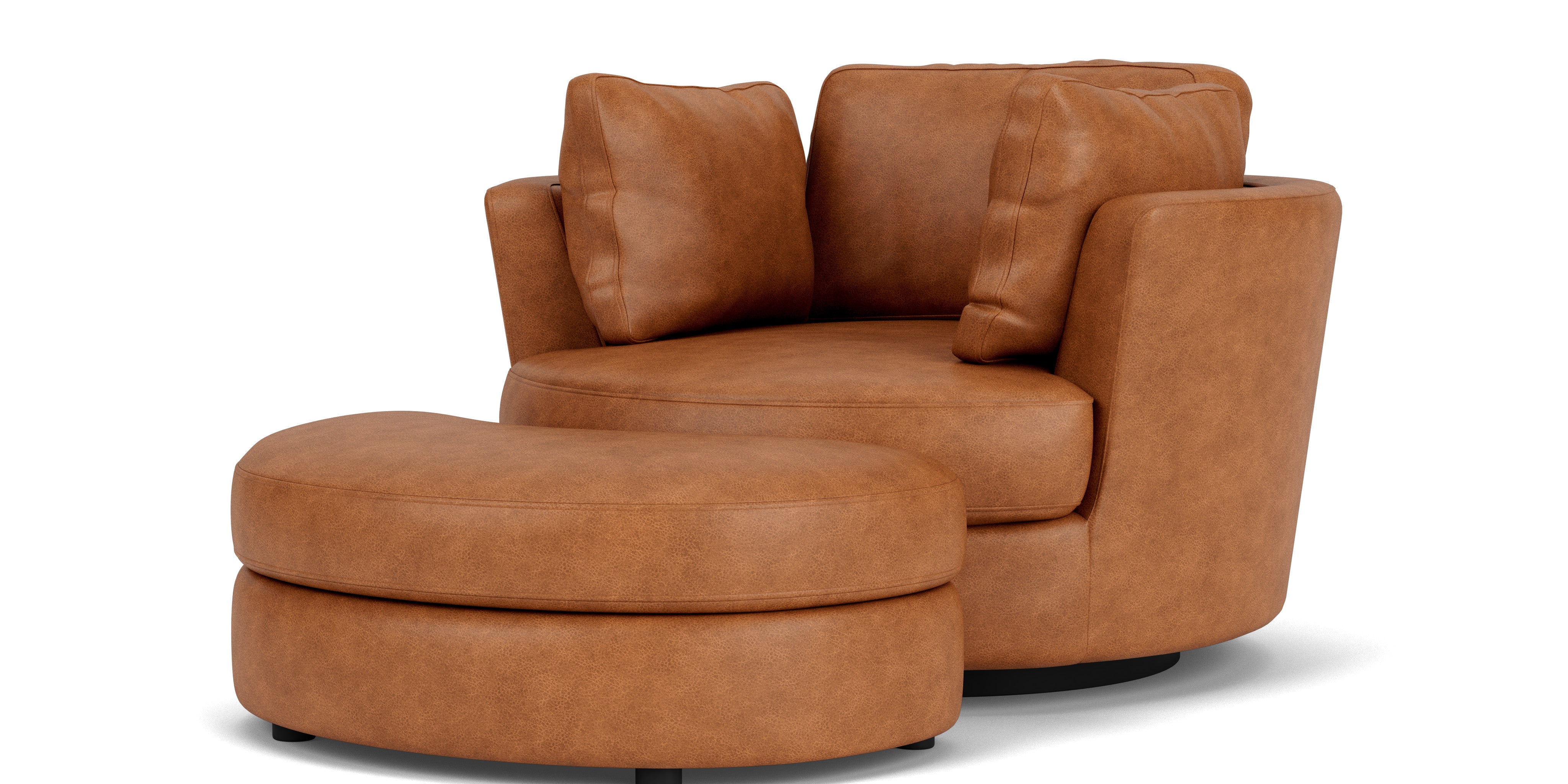 Swivel Chair with Half Moon Ottoman