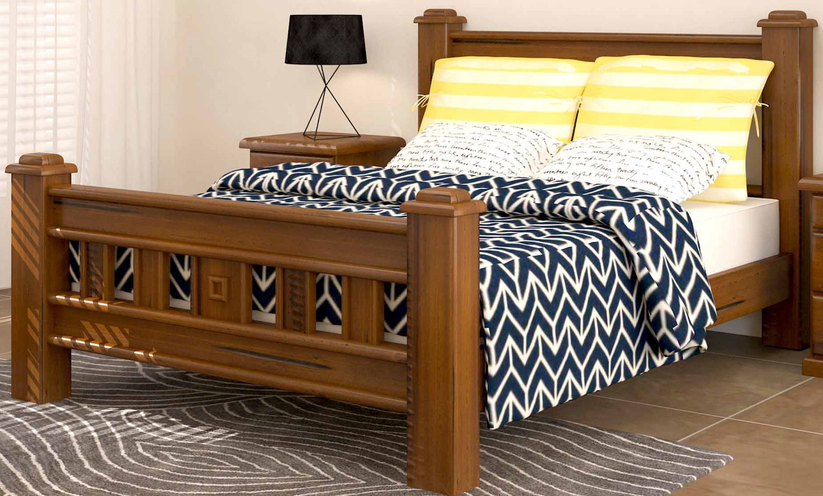 Orlando 4 Piece Bedroom Suite with Bed, 2 Bedsides and Tall Boy Lounges Plus